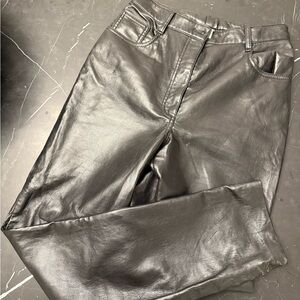 Wilfred Black Leather-Trimmed Pants